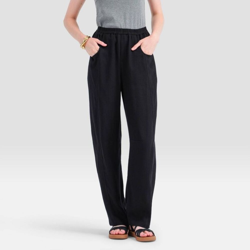 Women's Barrel Leg Pull-On Pants - Universal Thread Black S